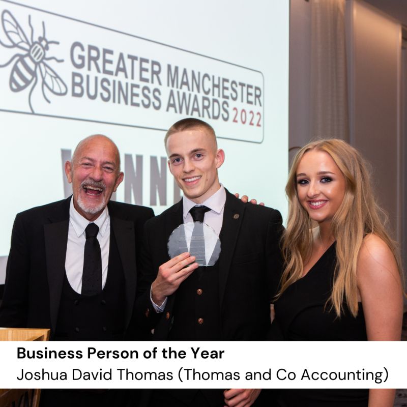 Josh Thomas - Winner of Business Person of the Year at Greater Manchester Business Awards